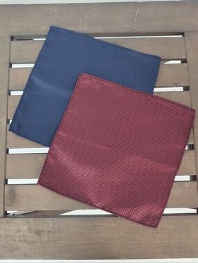 Men's Pocket Squares - Navy and Burgundy Set Of 2